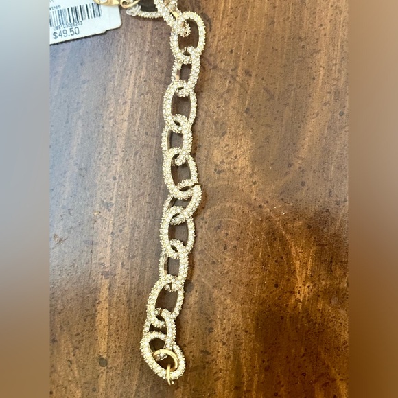 J Crew gold and crystal chain link bracelet - Picture 8 of 8